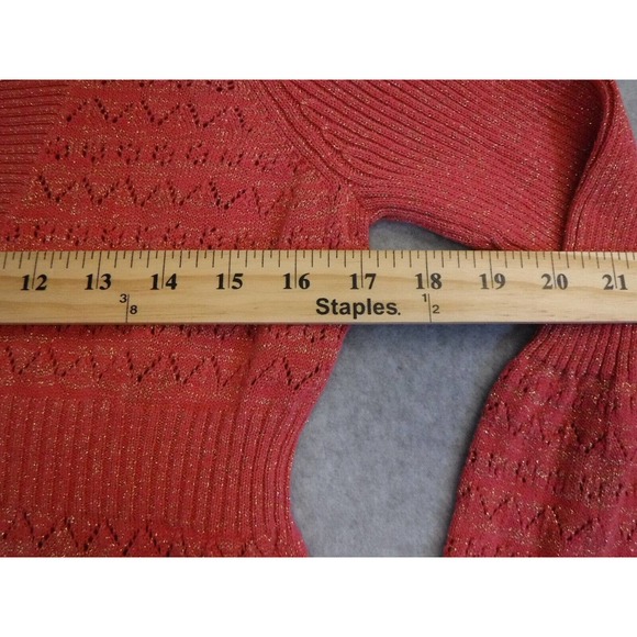 DKNY shawl neck balloon sleeve open knit sweater size large - Picture 7 of 8